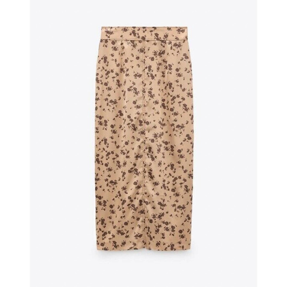 Zara Womens Satin Midi Skirt Small Floral Feminine Floral Romantic